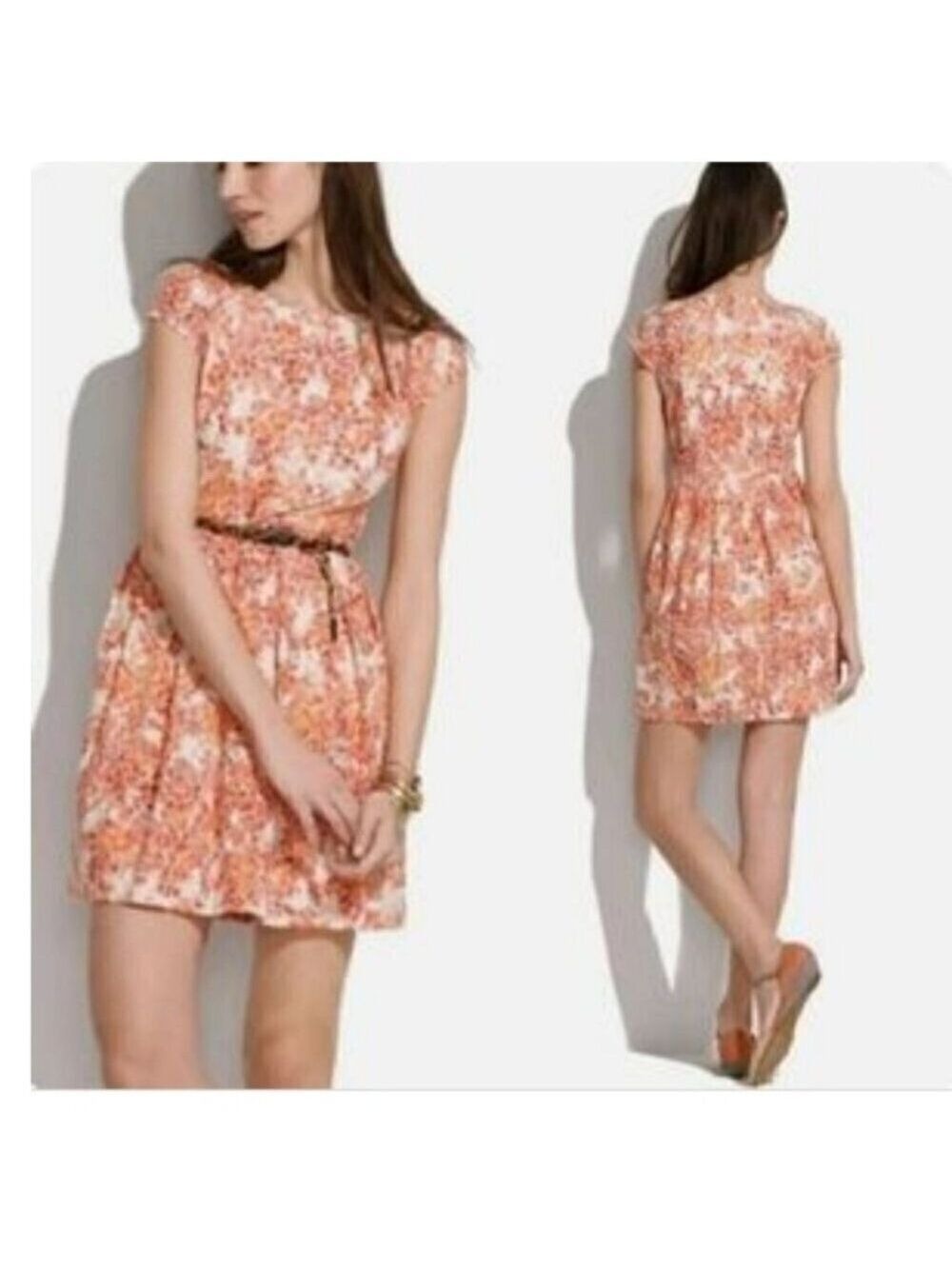 MADEWELL | Lacebloom Fit and flare Lace Dress red yellow sz 00